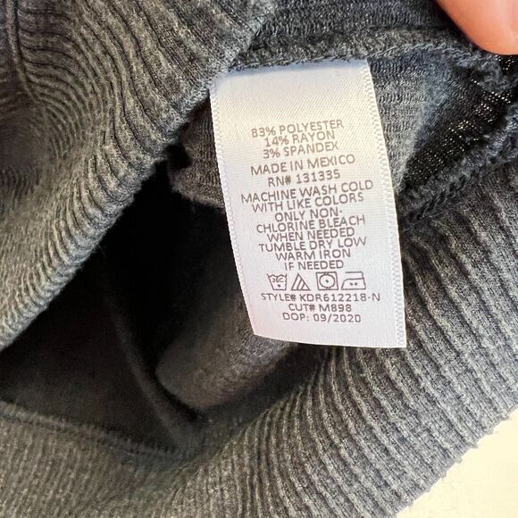 Socialite Tunic Dress XS Extra Small Gray Ribbed Mock Mid Sleeve Raglan Seams - Picture 8 of 10